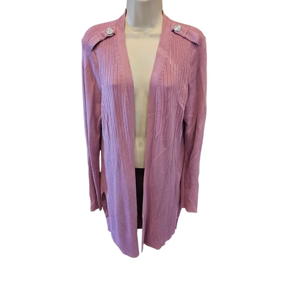 WHBM blush pink heavy knit open office teacher cardigan sz XL minimalist winter